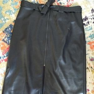 Anthropologie Marceline pleather A-line midi skirt